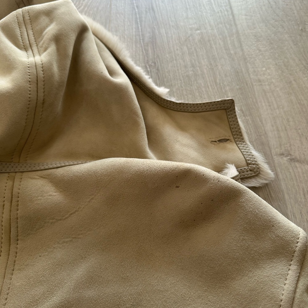Isabel Marant 100% Lambskin Leather Real Fur Cream White Jacket w Hood size 40 - Picture 7 of 15